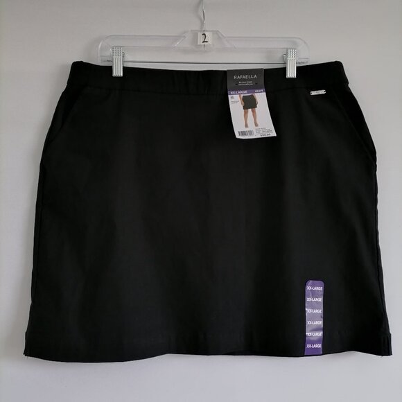NWT Rafaella Womens Black Classic Look Functional Pocket Mini Skort Size XXL